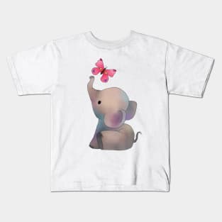 Elefant mit rosa Schmetterling Kids T-Shirt